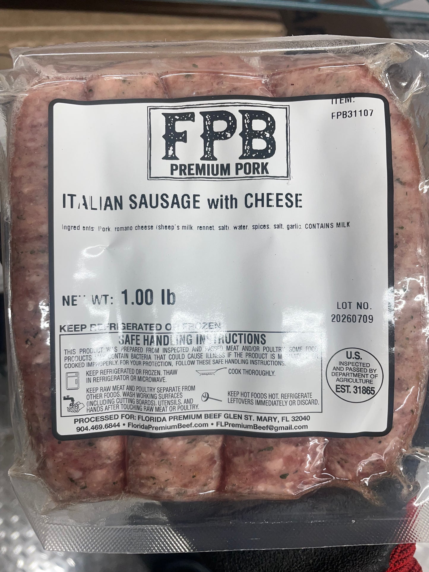 Pastured Pork Italian Sausage with Cheese