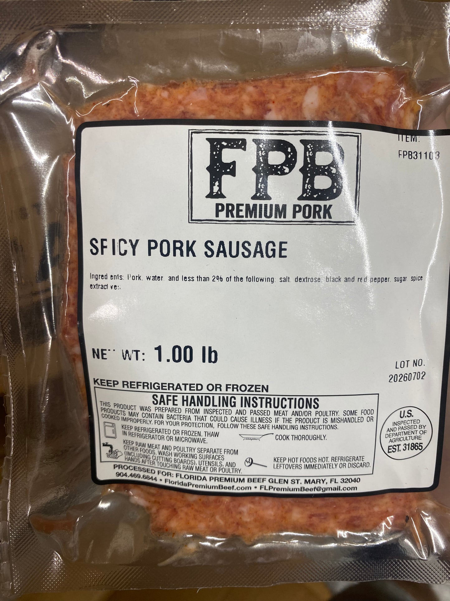 Pastured Pork Spicy Breakfast Sausage